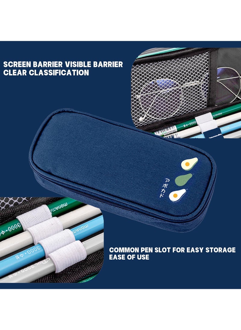AUTOYSUR Pencil Case Organizer, Marker Pencil Pen Organizer Case, Art Supply Pencil Case, Travel Case Organizer, School Supplies for Middle High College Student Office (Blue) - Image 5