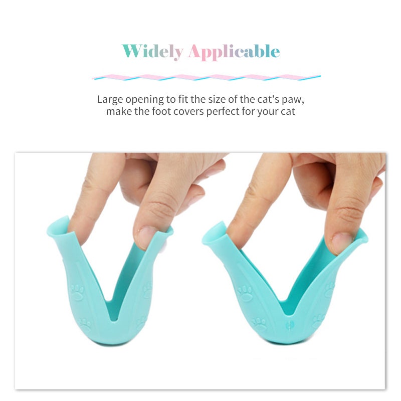 Cat Shoes: Green Tpe Material Hook& Loop Fasteners - Bottom Drain Anti-scratch Protection Pet Boots for Cat Bath Grooming & Safety - Image 3