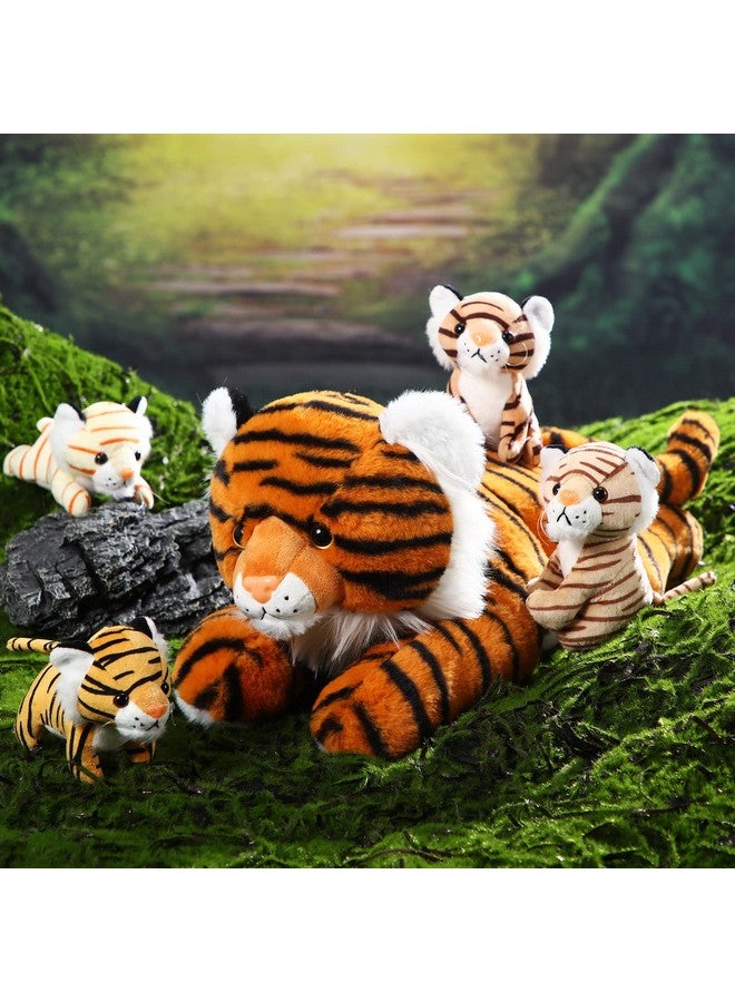 Threan 5 Pcs Tiger Stuffed Animals Christmas Plush Toy Set 16 Inch Stuffed Mommy Tiger with 4 Cute Plush Tiger Babies in Belly for Kids Boys Girls Birthday Christmas Party Favors(Cute) - Image 5