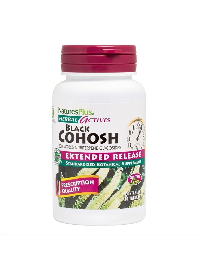 Natures Plus Herbal Actives Black Cohosh - 200 mg, 30 Vegan Tablets - Natural Menopause Relief Supplement, Helps with PMS, Hot Flashes - Hypoallergenic, Vegetarian, Gluten-Free - 30 Servings - Image 1