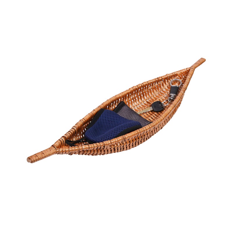 KADAM HAAT Kadam Haat Handmade Wicker Shikara Tray | Kitchen Counter Top Storage Tray, Decorative Tray | Home and Restaurants for serving Snacks and Appetizers (Copper)  - Image 5