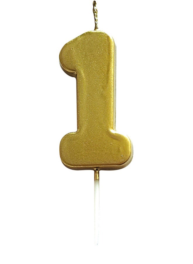 Ciao Gold Number Candle 1 – Metallic Cake Candle Topper for Birthday or Anniversary, 6cm - Image 1