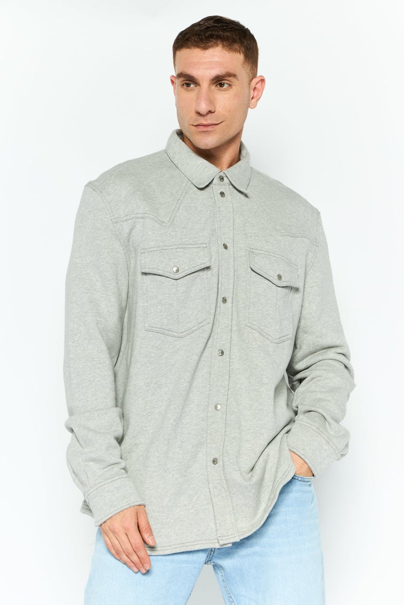 DIESEL Men Heather Shirt Jacket, Light Grey  - Image 1