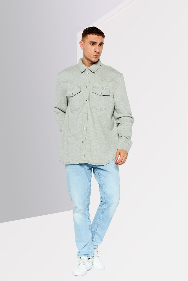 DIESEL Men Heather Shirt Jacket, Light Grey  - Image 2