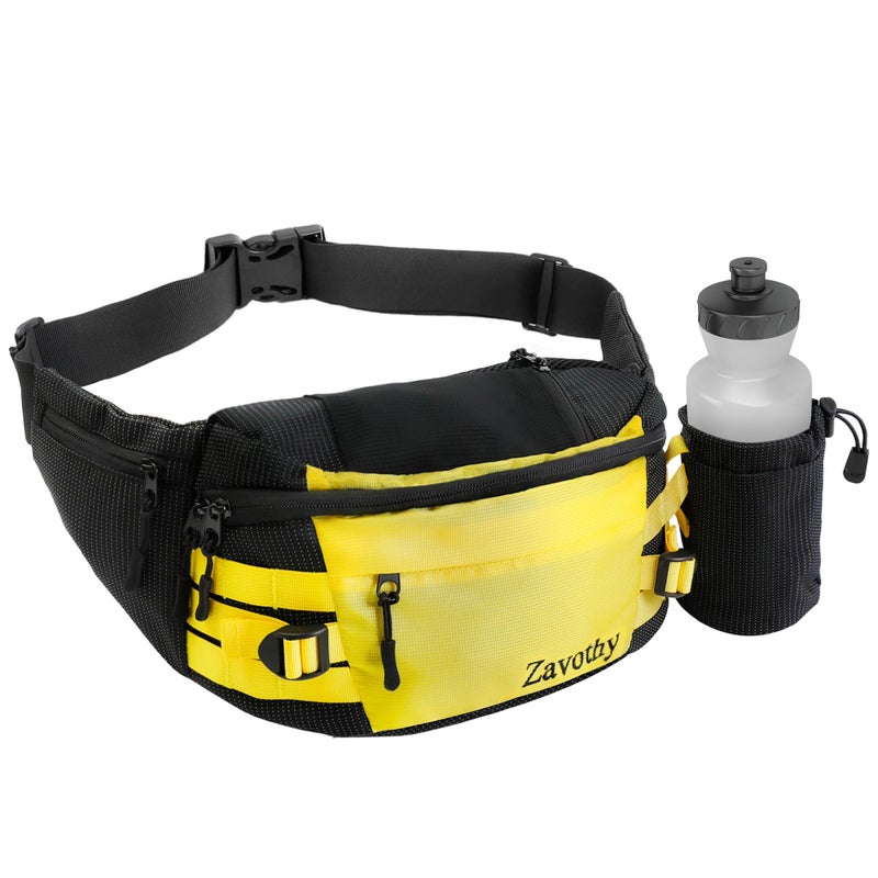 Zavothy Waist Bag for Women Men Fashionable Fanny Pack for Hiking Running Cycling with Detachable Water Bottle Holder Adjustable Waist Pack for Outdoor Activities Black - Image 2