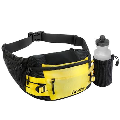 Zavothy Waist Bag for Women Men Fashionable Fanny Pack for Hiking Running Cycling with Detachable Water Bottle Holder Adjustable Waist Pack for Outdoor Activities Black - Image 1
