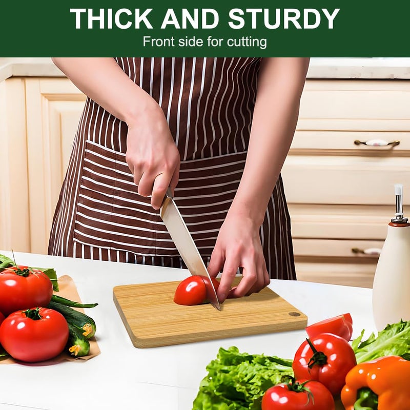 BLOCE Bamboo Cutting Board, Wooden Cutting Boards for Kitchen, Wood Double Sided Food-Grade Chopping Board for Meat Cheese Vegetable (Small) - Image 4