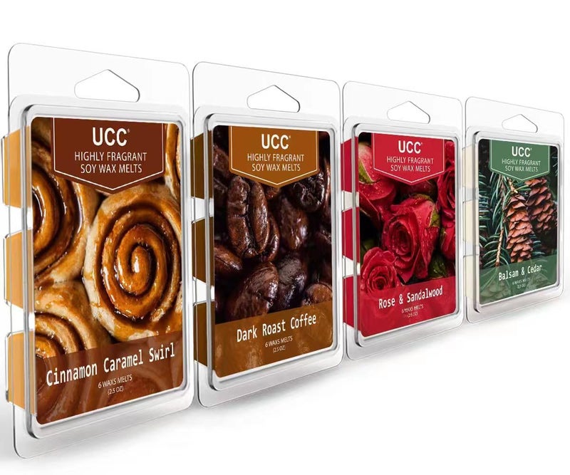 UCC Plant Based All Natural Wax Melts, Strong Fragrance, Long Lasting Premium Soy Scented Melts Cubes, Wax Melts Tarts, Colored Wax Melt - 4 Pack - Image 1