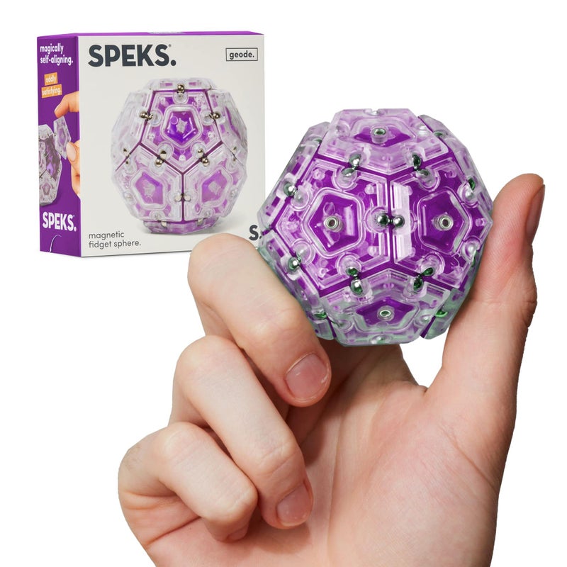 Speks Geode Magnetic Fidget Toy | Sensory Desk Toy for Adults & Teens 14+ | Stress Relief Gift | Sphere, Quartz - Image 1