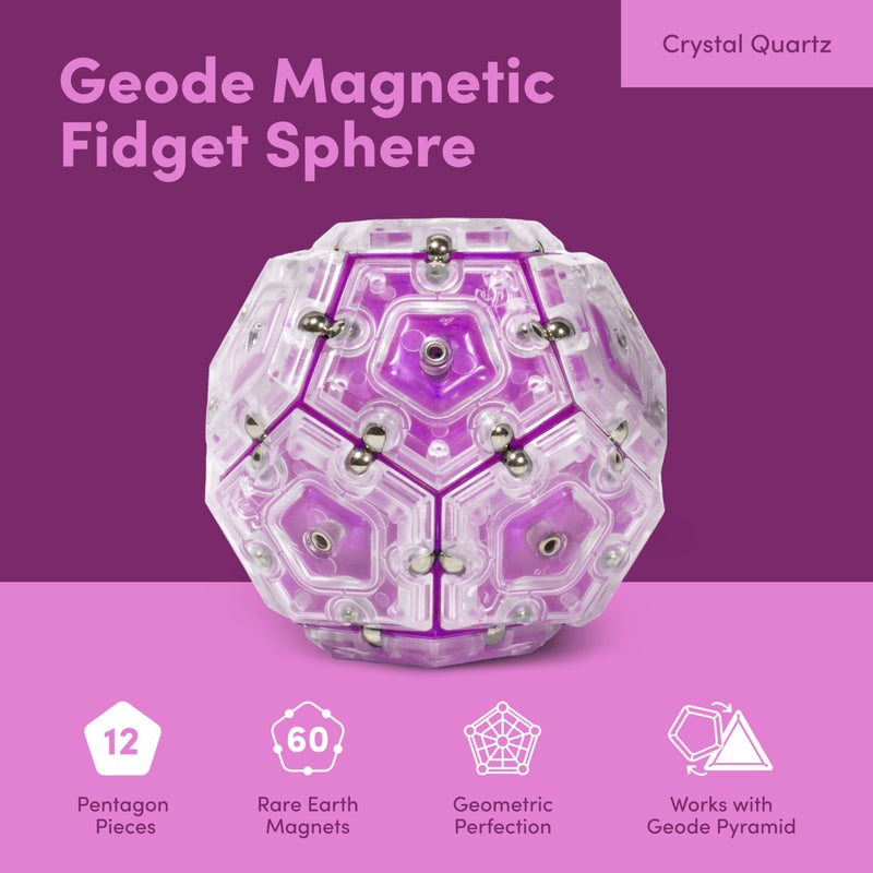 Speks Geode Magnetic Fidget Toy | Sensory Desk Toy for Adults & Teens 14+ | Stress Relief Gift | Sphere, Quartz - Image 2