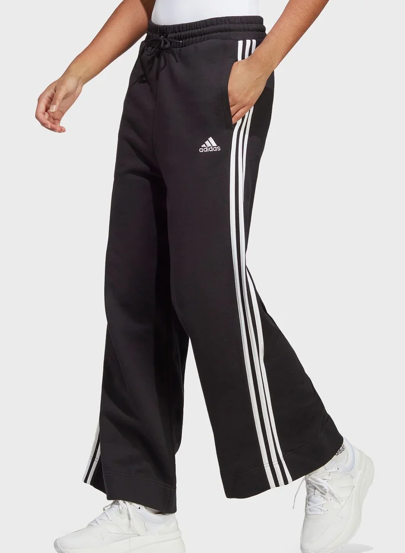 Adidas 3 Stripe Essential French Terry Wide Pants