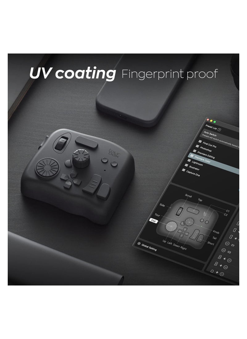TourBox - Tourbox Elite, Video Photo Editing Controller, Bluetooth 5.0 Customized Shortcut Keyboard - Black - Image 1