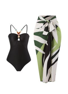 Generic 2Pcs The latest women's one-piece swimsuit hollow gem long dress swimsuit set  - Image 1
