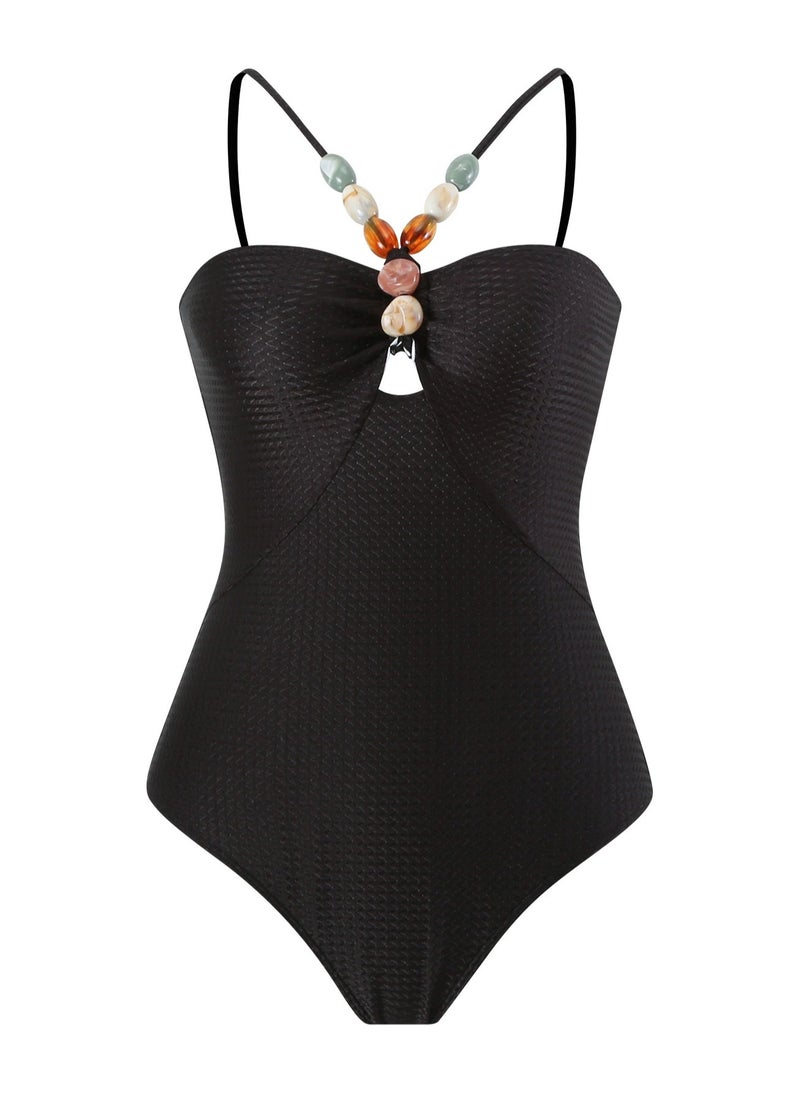 Generic 2Pcs The latest women's one-piece swimsuit hollow gem long dress swimsuit set  - Image 3