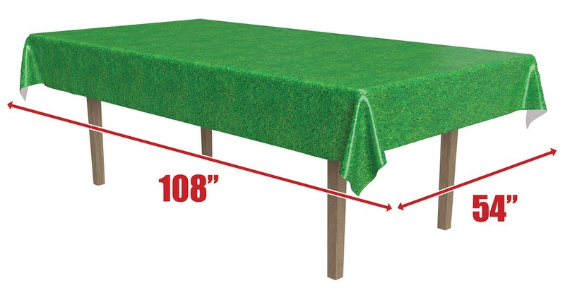 Beistle Plastic Green Grass Print Tablecloth, Lawn & Field Tablecover Accessory, Easter Supplies, Hole in One Golf Party Decorations, 108" x 54" - Image 2