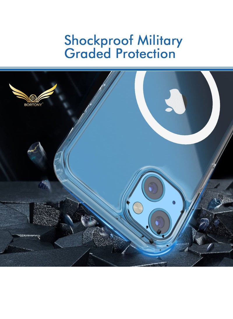 BORTONY - iPhone 14 Plus Clear Magnetic Case with Built in Magnets Compatible with MagSafe Crystal Clear Slim TPU Hard Back Cover for Apple iPhone 14 Plus 6.7 inch 2022 Released (Clear) - Image 1
