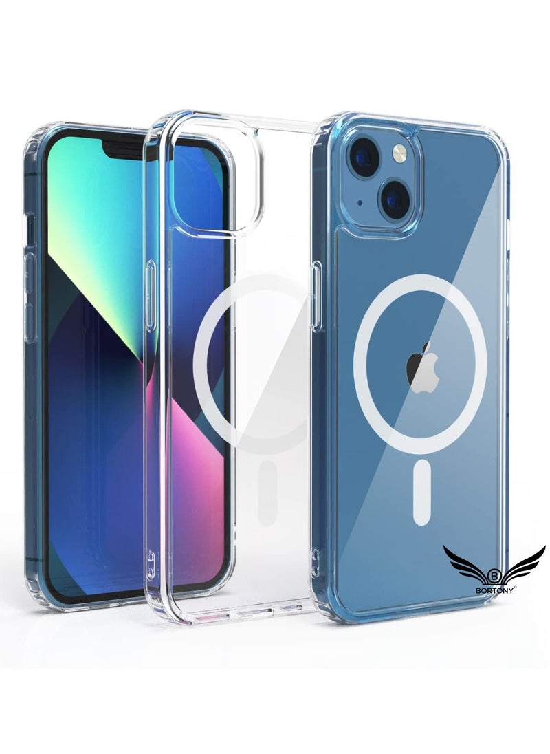 BORTONY - iPhone 14 Plus Clear Magnetic Case with Built in Magnets Compatible with MagSafe Crystal Clear Slim TPU Hard Back Cover for Apple iPhone 14 Plus 6.7 inch 2022 Released (Clear) - Image 1