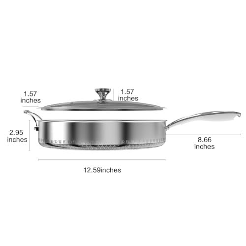 CATHYLIN 316L Stainless Steel 7QT Frying Pan Hex Nonstick Wok with LidSingle Handle to Hold PFOA Free Dishwasher Oven Safe 7QTSingle Handle - Image 3