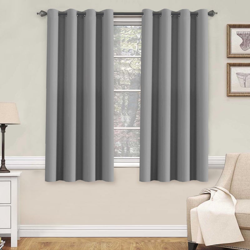 H.VERSAILTEX HVERSAILTEX Kitchen Curtains Blackout Grey Curtains for BedroomLiving Room Light Reducing Window Drapes for Kids Room 52 Wide x 63 Long Each PanelGrommet Top Set of 2 Panels - Image 1