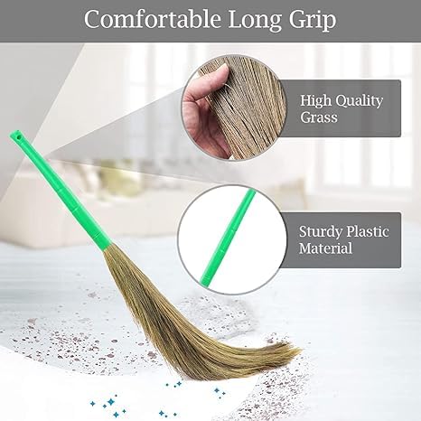 WoFLoo Broom with Natural Soft No Dust Grass Long Stick Jhadu for HomePantryOffice Cleaning Multicolor 1  - Image 5