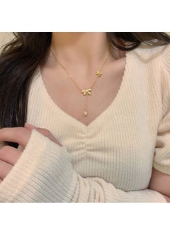 Fashion Ins Necklaces Wholesale Bow tie diamond pendant necklace