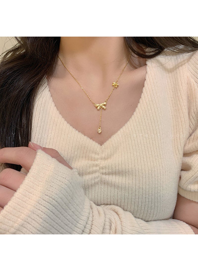 Generic - Fashion Ins Necklaces Wholesale Bow tie diamond pendant necklace - Image 1