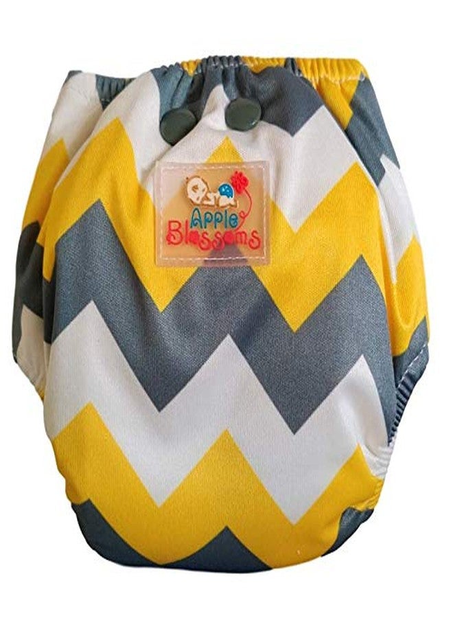 Apple Blossoms Reusable Pocket Style Cloth diaper for babies 3M to 3Y | CPSIA Certified 300+wash |Washable & Adjustable Snap Button | pack includes 1 Diaper with 2 organic Bamboo cotton inserts - Image 2