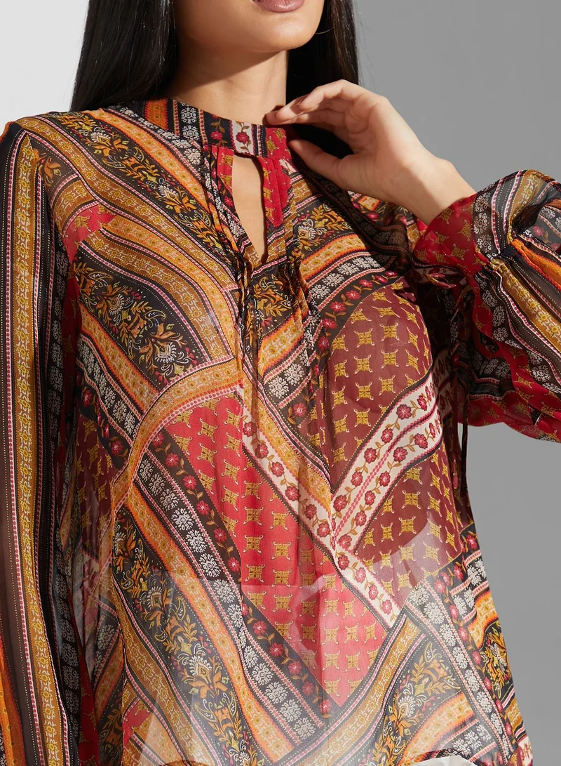 Label RITU KUMAR Keyhole Printed Top