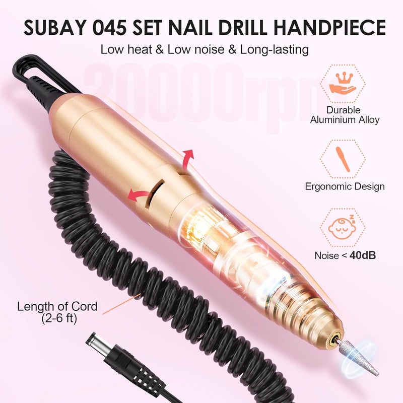 Subay Subway Professional Nail Drill Machine - Electric File for Acrylic and Gel Nails, 20000RPM - Manicure Pedicure Tools for Professionals and Beginners - Image 3