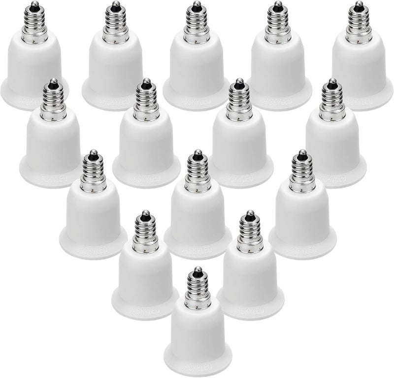 JACKYLED 15-Pack E12 to E26 E27 Adapter Chandelier Light Socket E12 to Medium Socket E26 E27 Converter Bulb Base Adapter Converter - Image 1