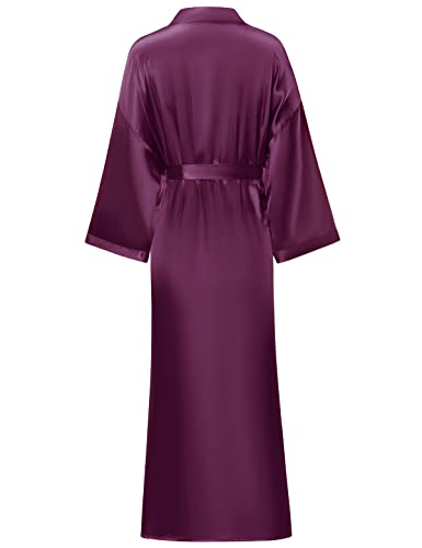 V Vaborous Vaborous Women's Soft Silk Robe, Satin Robes - Full Length, Bridesmaid - Purple S/M - Image 2