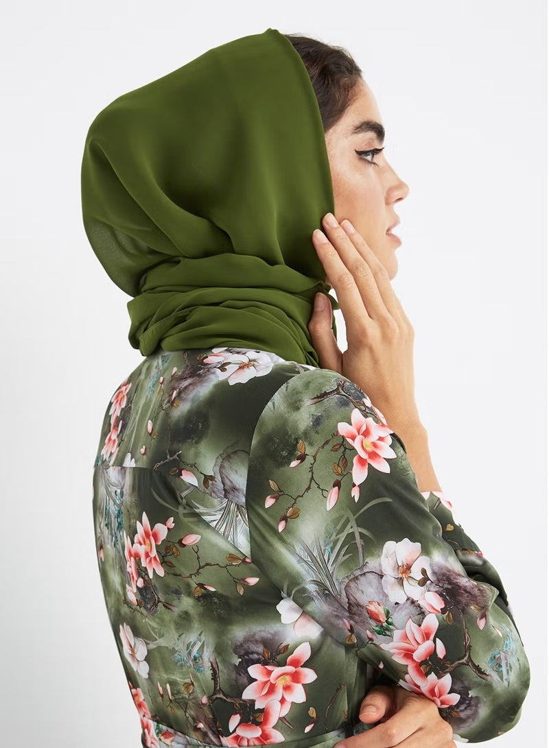 سكاي كشمير  شيلة حجاب دجليل شيفون - الأخضر  - Image 3