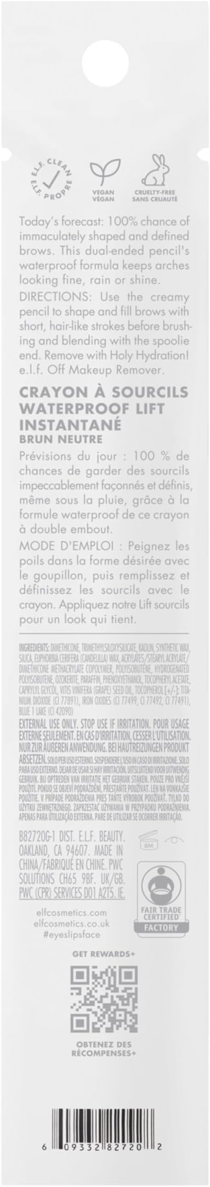 elf Instant Lift Waterproof Brow Pencil LongLasting Eyebrow Pencil For Grooming Shaping Brows Vegan CrueltyFree Neutral Brown - Image 5