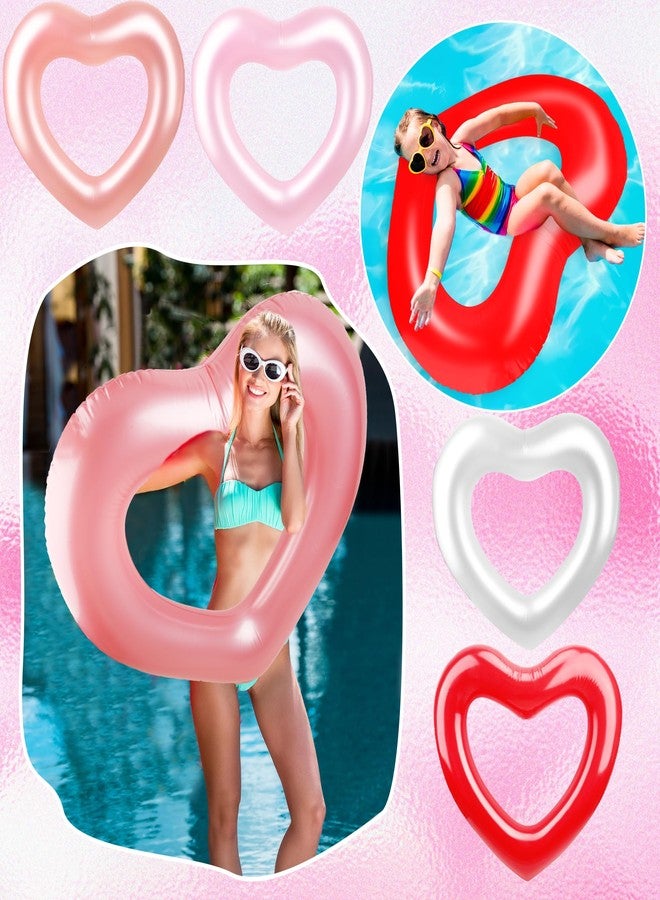Sonarun 8 Pack Inflatable Heart Shape Swimming Rings Bulk Sweet Love Swimming Pool Float Loungers Tube for Adults Summer Beach Pool Party Favors Water Toys - Image 5