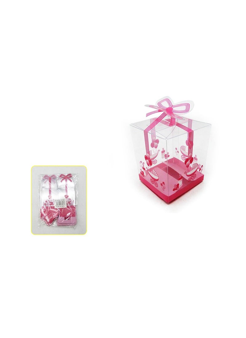 PARTY FUN - PVC Gift Box Set 5.5x5.5x7cm 12pcs Pink Color Elegant Packaging for Special Moments - Image 1