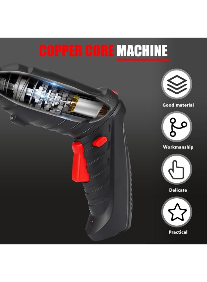 4.2V Cordless Electric Screwdriver – Mini Battery-Powered Screwdriver Set with 3.5Nm Torque, 47-Piece Accessories, LED Light, USB Charging Cable & Carrying Case, Compact Black Cordless Drill for Home, Office, and DIY Screws - Image 4