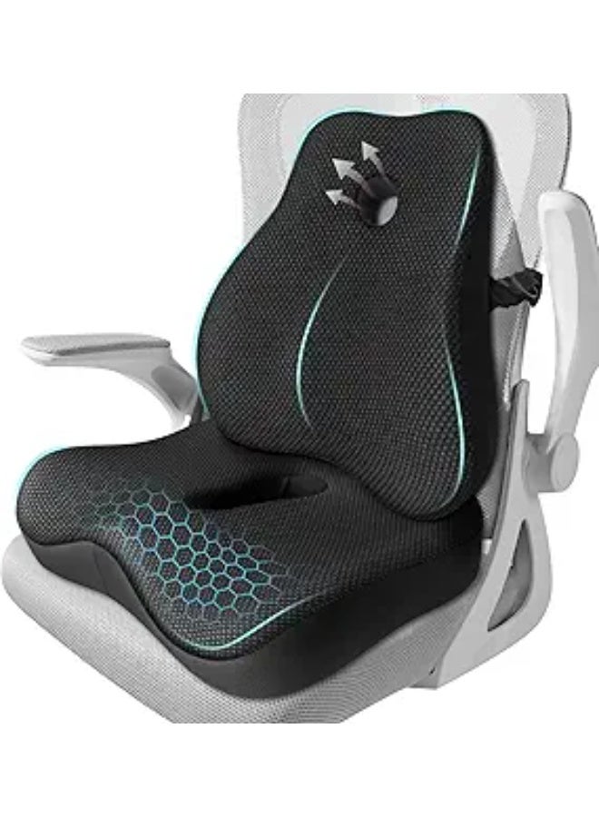 وسادة مقعد ودعم للظهر – ميموري فوم مريح للكراسي المكتبية – لتخفيف آلام الظهر والعظام والعرق - Image 1