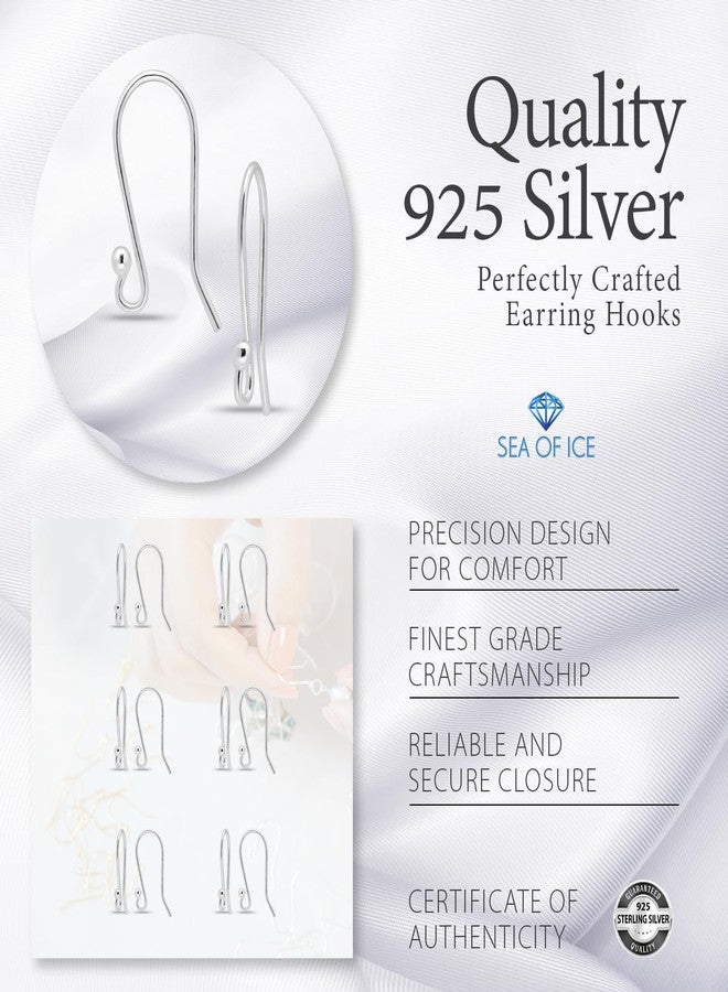 Sea of Ice 925 Sterling Silver Ear Wires Ball End French Earring Hooks for Drop Dangle Earrings Jewellery Making, DIY Jewellery Findings Parts 12 Pcs/ 6 Pairs - Image 5