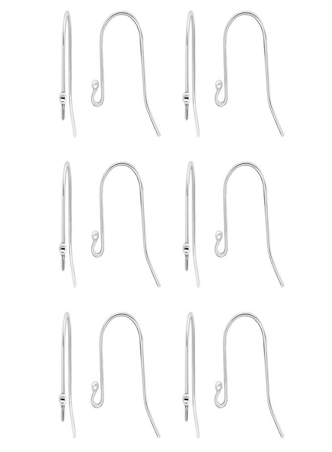 Sea of Ice 925 Sterling Silver Ear Wires Ball End French Earring Hooks for Drop Dangle Earrings Jewellery Making, DIY Jewellery Findings Parts 12 Pcs/ 6 Pairs - Image 1