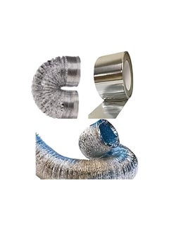 Shams 5 meter ventilator or chimney extends up to 5 meters and 6 inches in diameter (15 cm) of aluminum thermal expandable for kitchen hood, gas heater and air conditioning + special thermal adhesive roll 23 yards  - Image 4