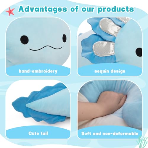 BENINY Large Blue Axolotl Plush Toy 39 Giant Axolotl Stuffed Animal Plush Big Toys Gift for Girls Kids Long Squishy Pillow for Holiday Birthday Christmas - Image 5