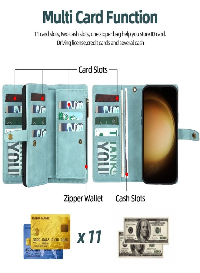 TwoHead for Samsung Galaxy S23 Wallet Case with Card Holder & Detachable Magnetic Phone Case for S23 6.1 inch,PU Leather Shockproof Protective Phone Case Wallet with Wrist Strap(Dream Blue) - Image 4