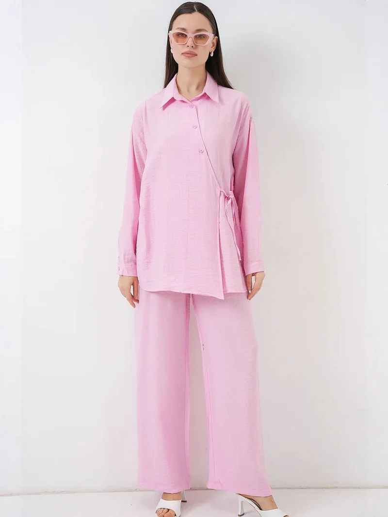 BIG DART BDART Tie Detail Shirt Collar Tunic-Pants Set