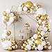COKAOBE White and Gold Balloons Garland Kit 124pcs White Metallic Gold Confetti Balloon Arch Kit for Wedding Engagements Birthday Graduation Baby Shower Celebrations Anniversary Party Decorations - Image 3