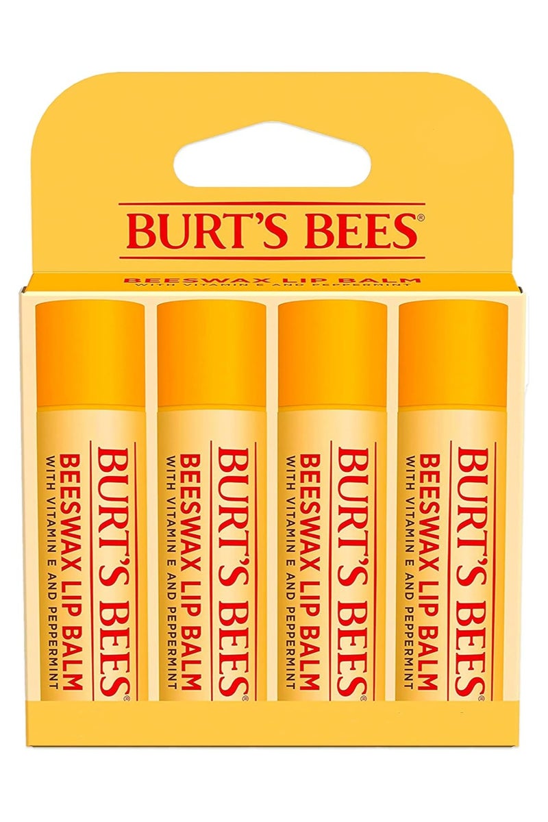 Burt's Bees بلسم شفاه من شمع النحل 4 قطع 4 × 4.25 جرام