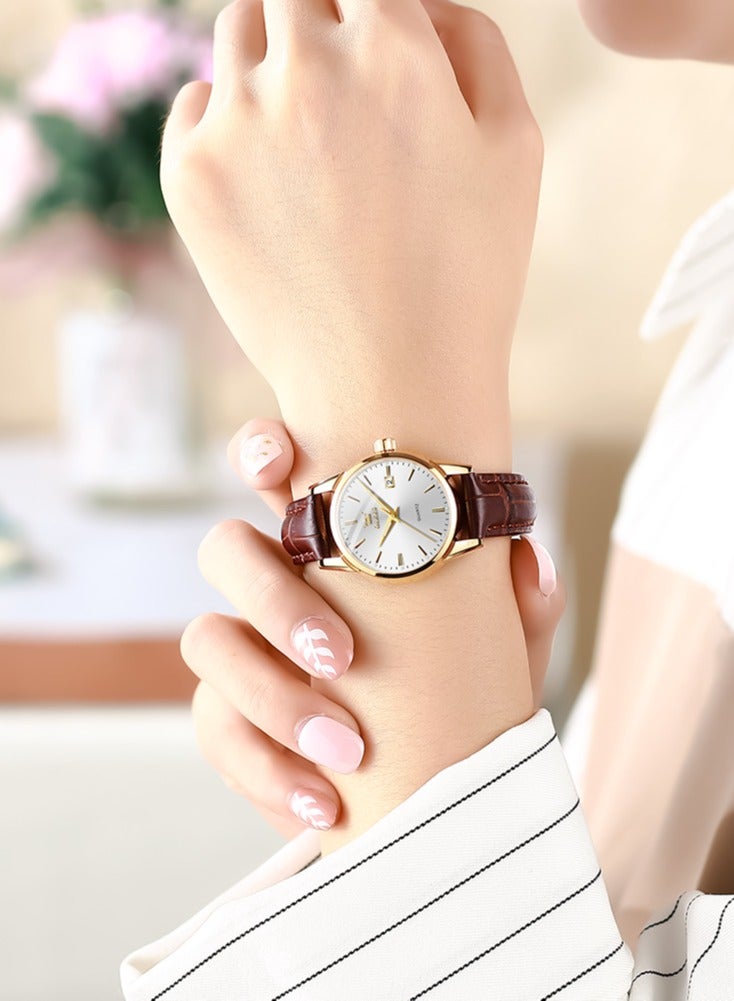 OLEVS Luxury Fashion Watch for Women Leather Strap Waterproof Quartz Ladies Wristwatch Original Simple Elegant Women's Watches - Image 4