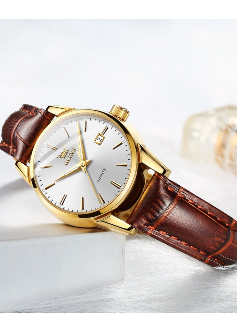 OLEVS Luxury Fashion Watch for Women Leather Strap Waterproof Quartz Ladies Wristwatch Original Simple Elegant Women's Watches - Image 3