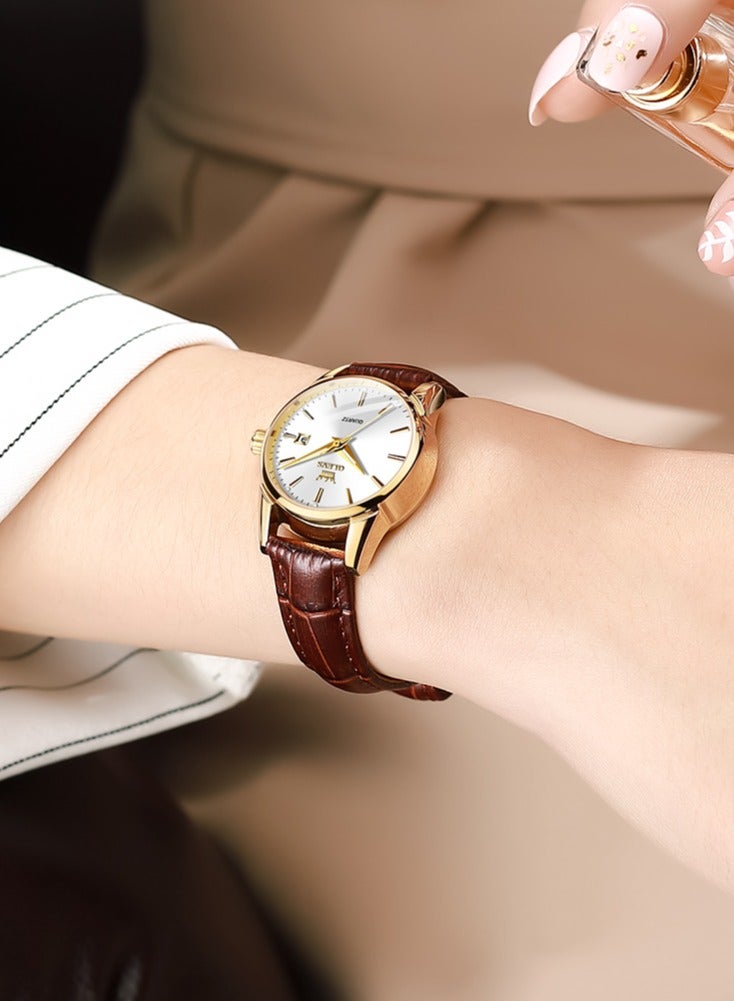 OLEVS Luxury Fashion Watch for Women Leather Strap Waterproof Quartz Ladies Wristwatch Original Simple Elegant Women's Watches - Image 5
