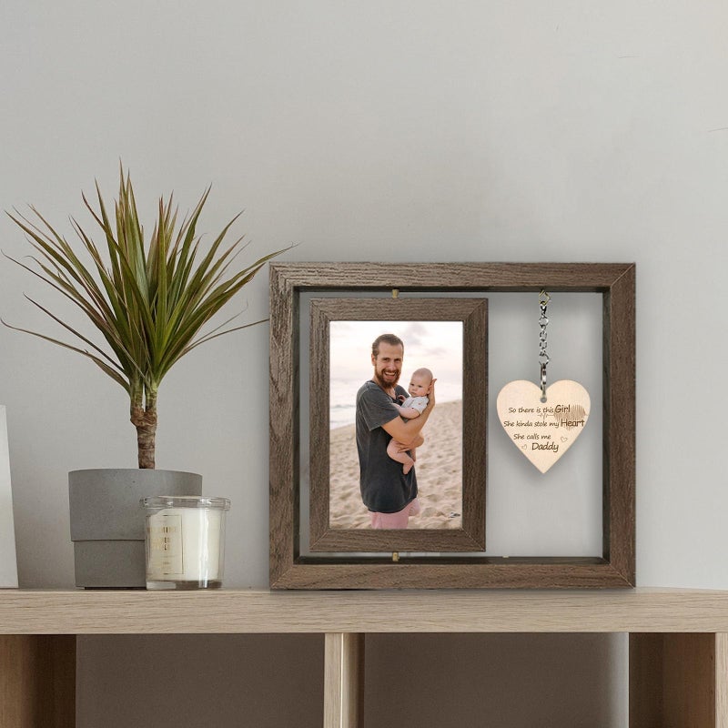 EYITUPC So There is This Girl She Calls Me Daddy Picture Frame Father Daughter Gifts New Dad Gifts  Display Two 4x6 - Image 5