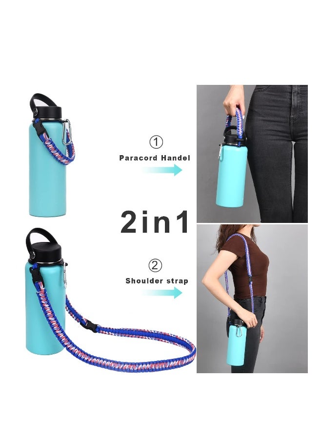 Generic Paracord Handle Shoulder Strap Compatible with Hydro Flask Wide Mouth Water Bottles 12oz To 64oz(Not for The New Hydro Flask 2.0) Bottle Strap For Walking Hiking Camping（Blue/Pink）  - Image 3